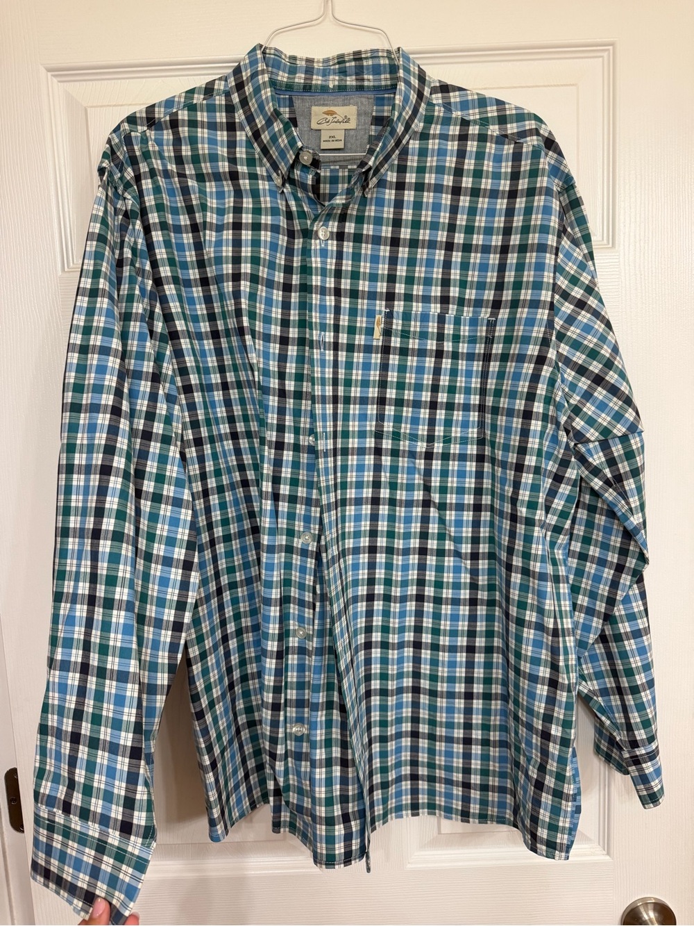 Blue & Green Plaid Button-Down Dress Shirt
